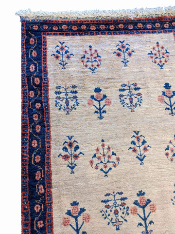 130 x 89 cm Fine Shahsavand Tribal White Small Rug - Rugoutlet