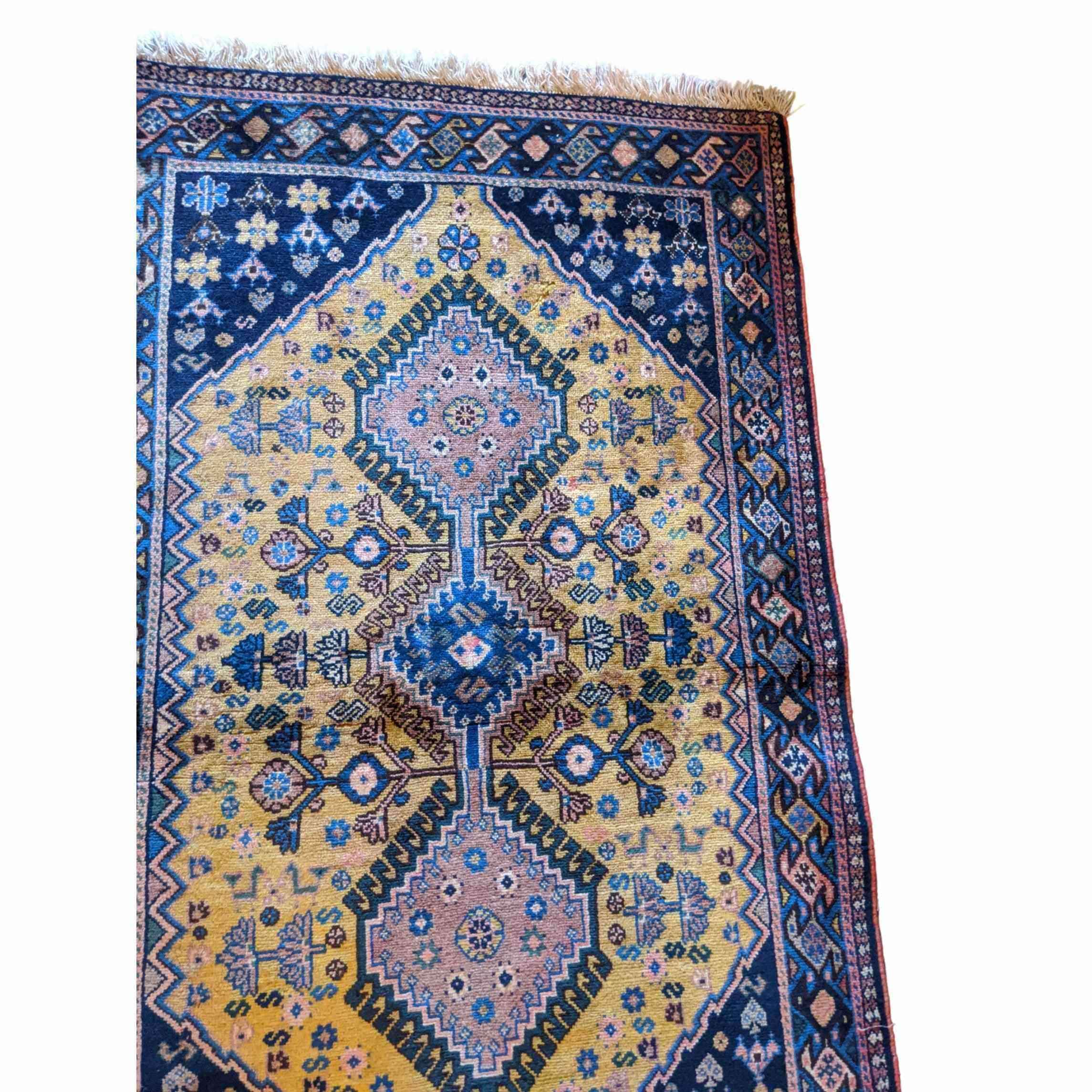132 x 80 cm Persian Yalameh Tribal Yellow Small Rug - Rugmaster