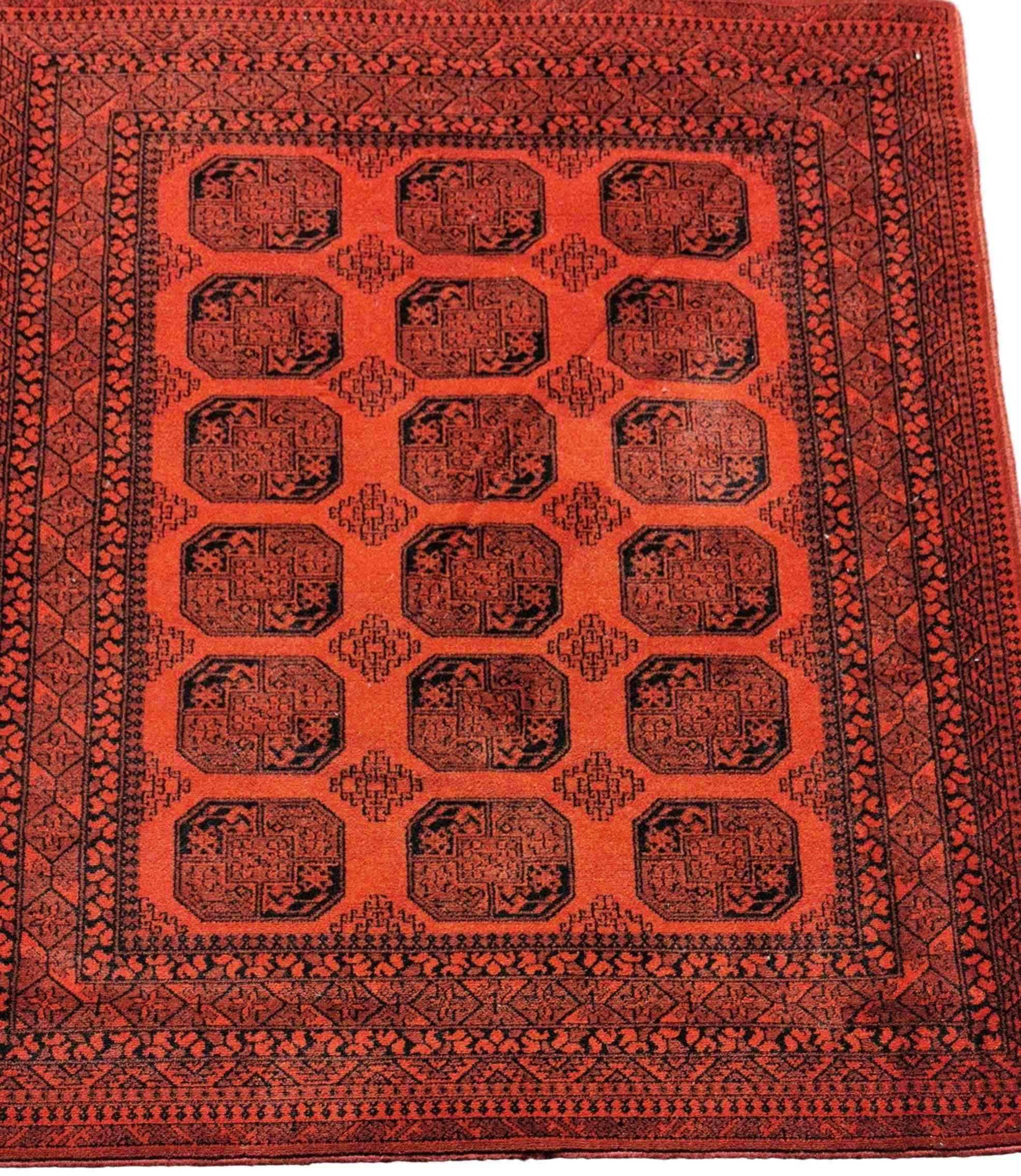 134 x 190 cm Machine-made Afghan Red Small Rug - Rugmaster