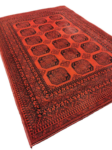 134 x 190 cm Machine-made Afghan Red Small Rug - Rugoutlet