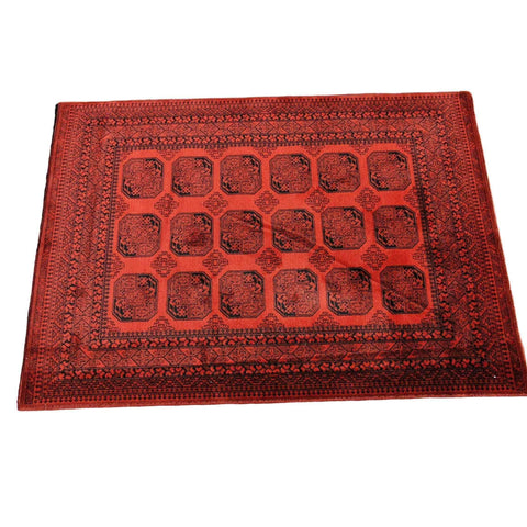 134 x 190 cm Machine-made Afghan Red Small Rug - Rugoutlet