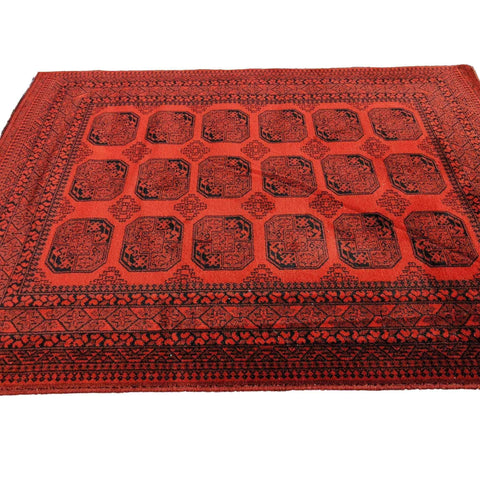 134 x 190 cm Machine-made Afghan Red Small Rug - Rugoutlet