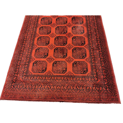 134 x 190 cm Machine-made Afghan Red Small Rug - Rugoutlet