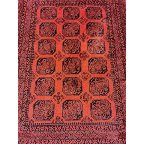 134 x 190 cm Machine-made Afghan Red Small Rug - Rugoutlet