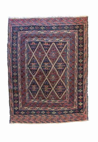 135 x 100 cm Afghan Mashwani Tribal Red Rug - Rugoutlet