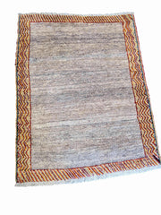 135 x 107 cm Persian Gabbeh Tribal White Rug - Rugmaster