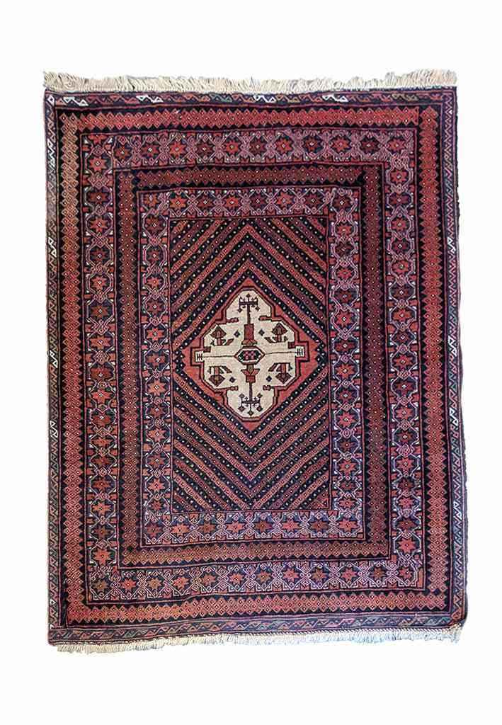 135 x 118 cm Afghan Mushwani Tribal Red Rug - Rugmaster