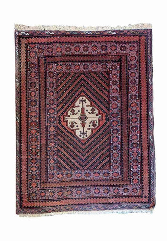 135 x 118 cm Afghan Mushwani Tribal Red Rug - Rugoutlet