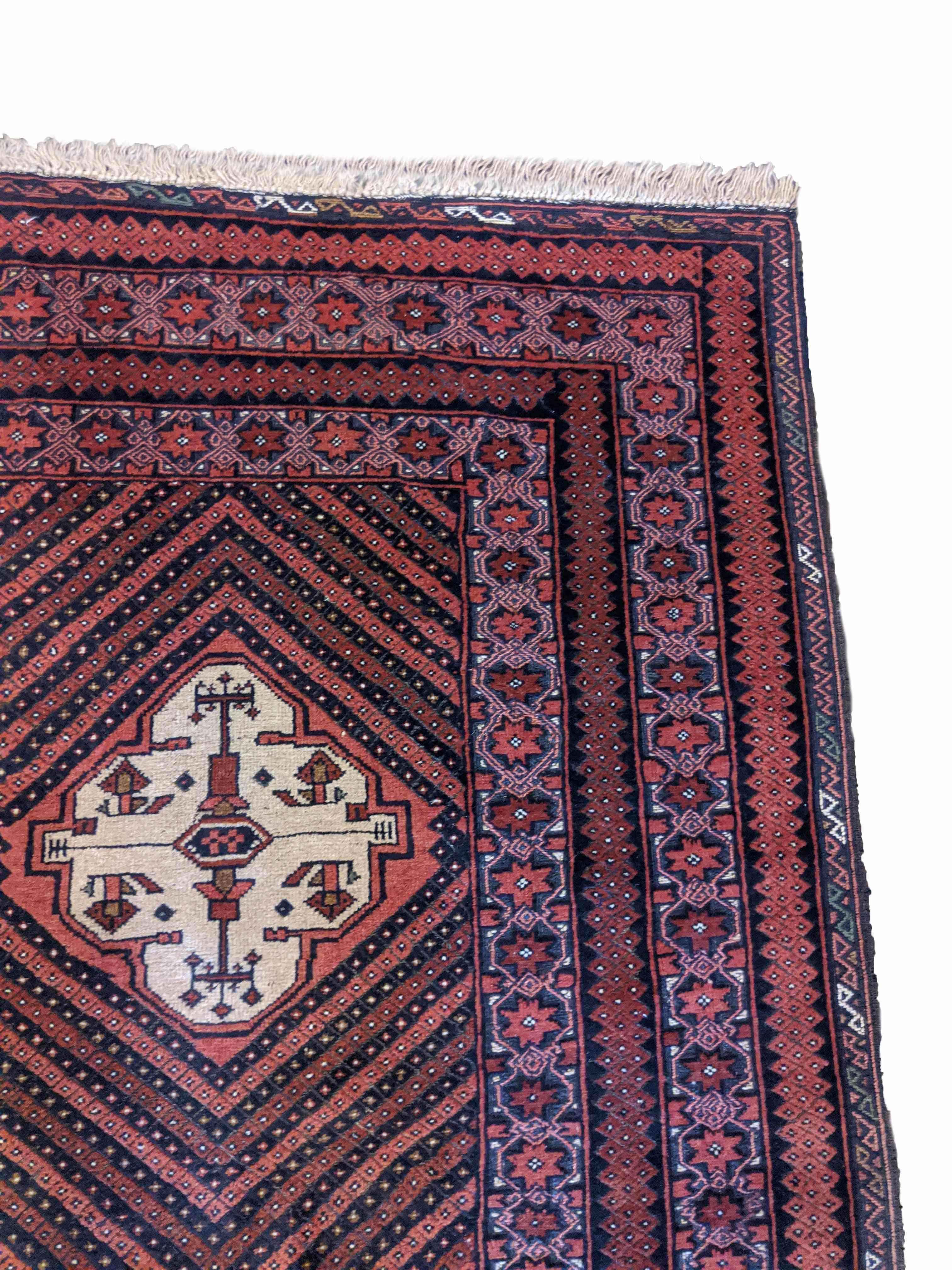 135 x 118 cm Afghan Mushwani Tribal Red Rug - Rugmaster