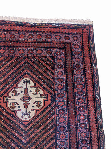 135 x 118 cm Afghan Mushwani Tribal Red Rug - Rugoutlet