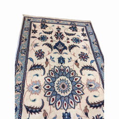 135 x 69 cm Persian Nain Traditional White Small Rug - Rugmaster