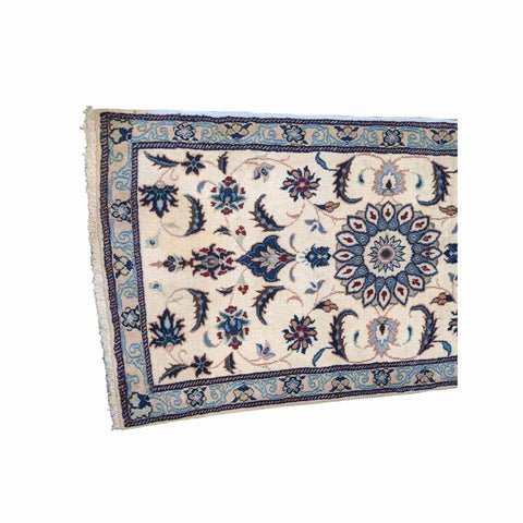 135 x 69 cm Persian Nain Traditional White Small Rug - Rugmaster