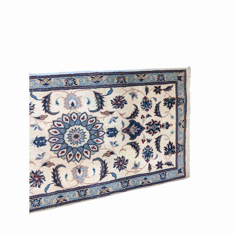 135 x 69 cm Persian Nain Traditional White Small Rug - Rugmaster