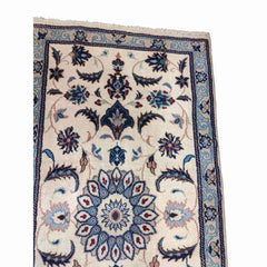 135 x 69 cm Persian Nain Traditional White Small Rug - Rugmaster