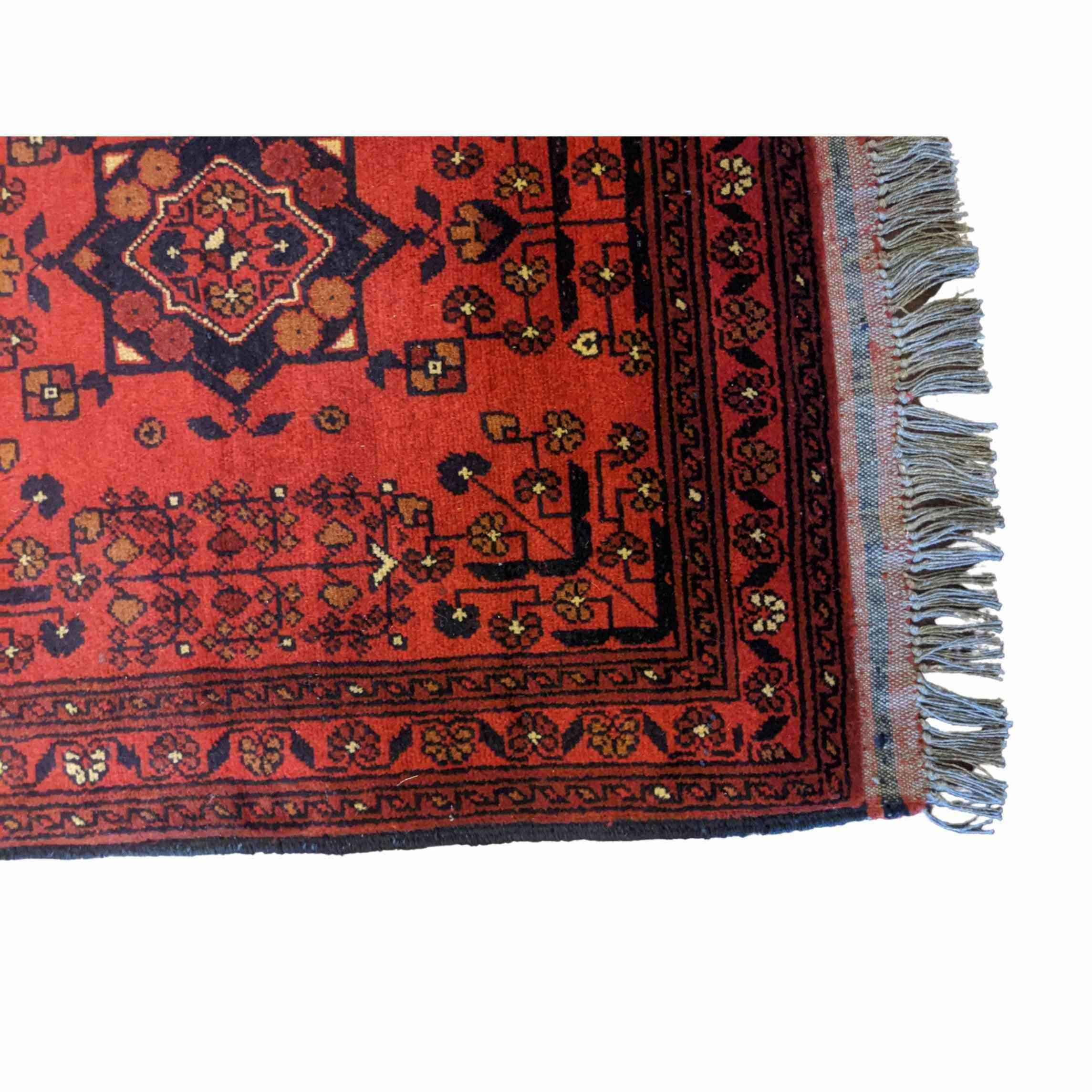 135 x 75 cm Afghan Khan Tribal Red Small Rug - Rugoutlet