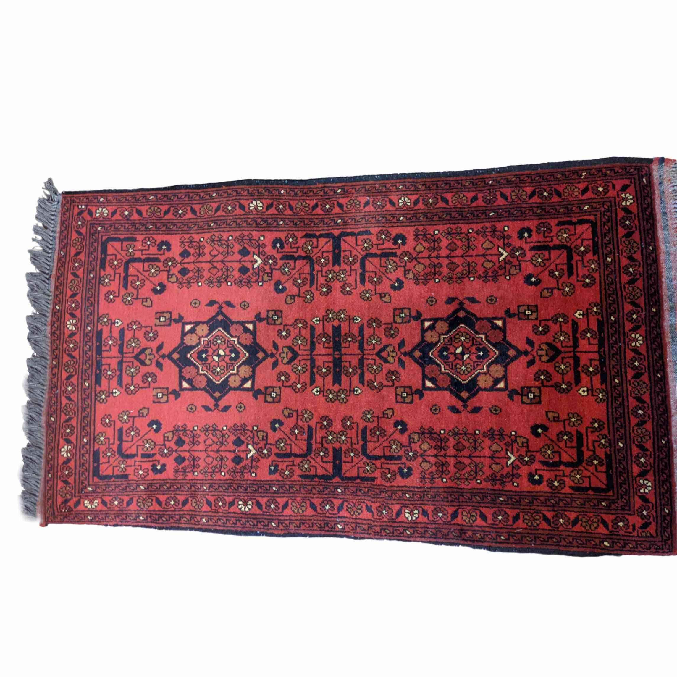 135 x 75 cm Afghan Khan Tribal Red Small Rug - Rugoutlet