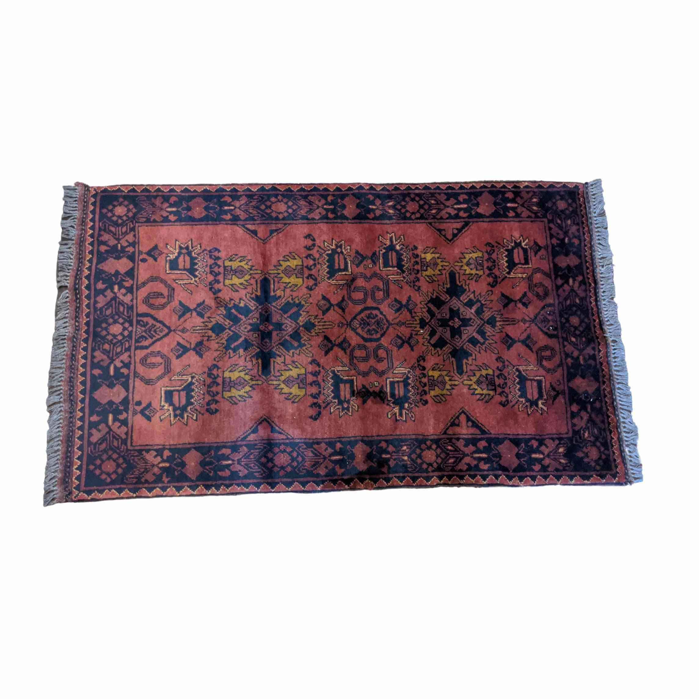 135 x 83 cm Afghan Khan Orange Tribal Orange Small Rug - Rugoutlet