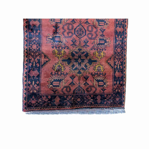 135 x 83 cm Afghan Khan Orange Tribal Orange Small Rug - Rugmaster