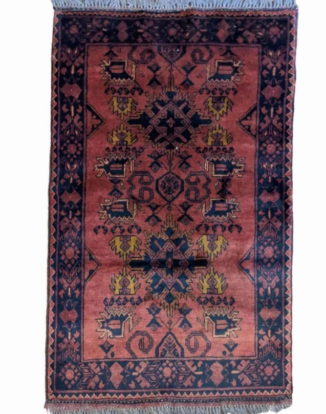 135 x 83 cm Afghan Khan Orange Tribal Orange Small Rug - Rugoutlet