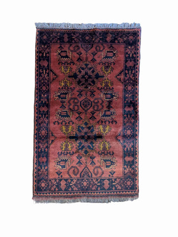 135 x 83 cm Afghan Khan Orange Tribal Orange Small Rug - Rugoutlet