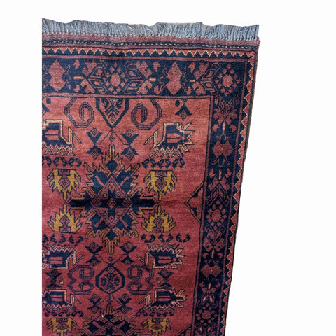 135 x 83 cm Afghan Khan Orange Tribal Orange Small Rug - Rugmaster