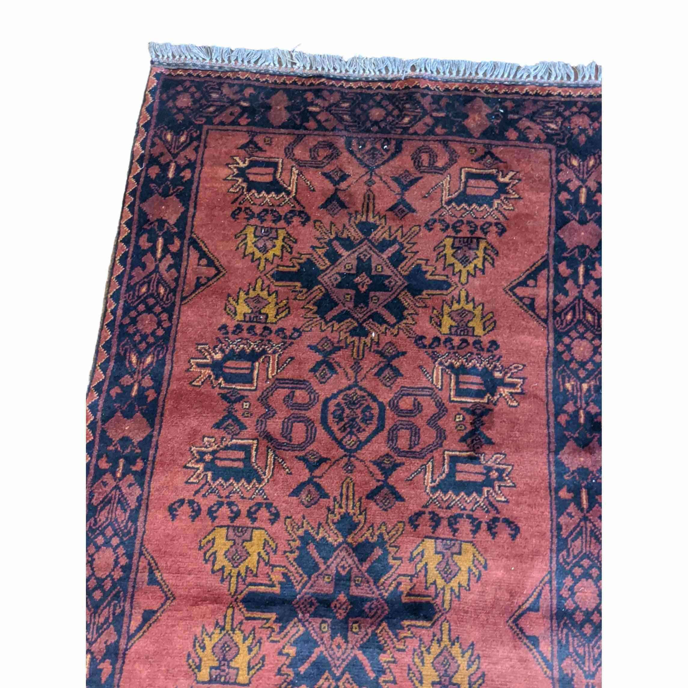 135 x 83 cm Afghan Khan Orange Tribal Orange Small Rug - Rugoutlet