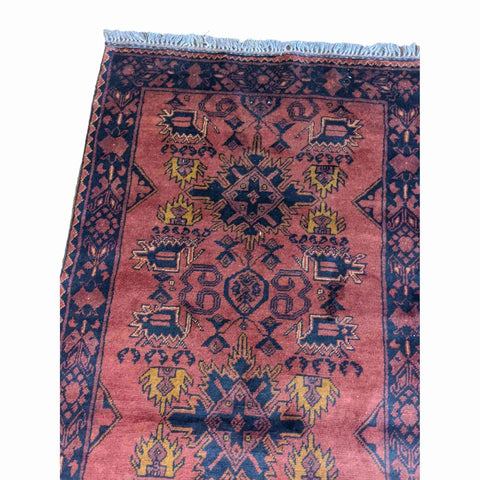 135 x 83 cm Afghan Khan Orange Tribal Orange Small Rug - Rugmaster