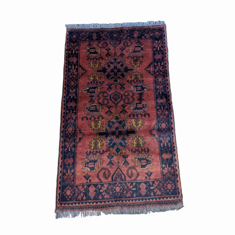 135 x 83 cm Afghan Khan Orange Tribal Orange Small Rug - Rugmaster