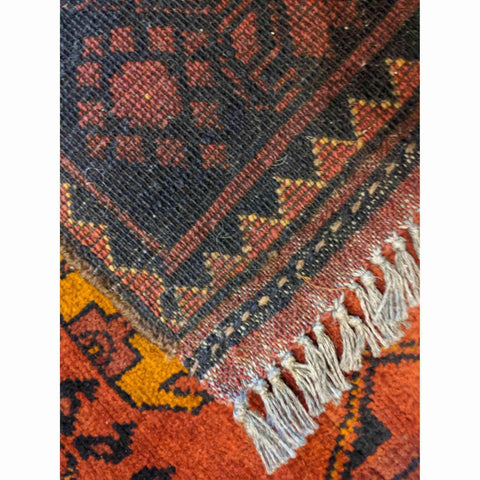 135 x 83 cm Afghan Khan Orange Tribal Orange Small Rug - Rugmaster