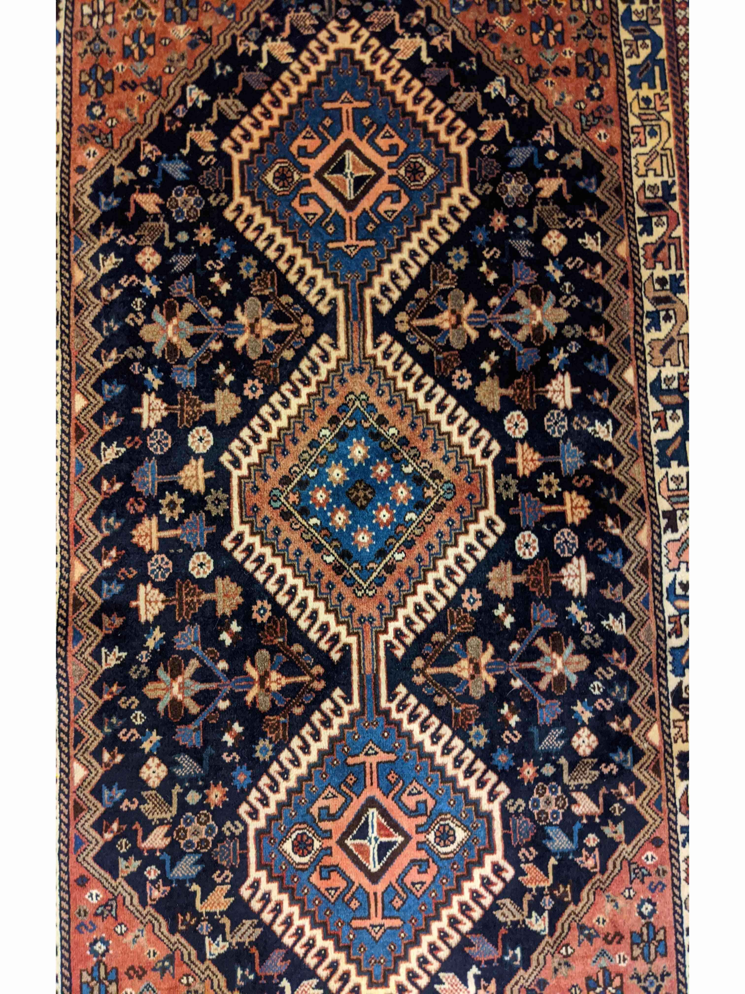 135 x 85 cm Yalameh Tribal Blue Rug - Rugmaster