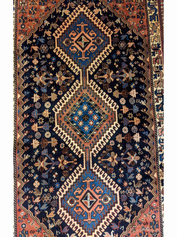 135 x 85 cm Yalameh Tribal Blue Rug - Rugoutlet