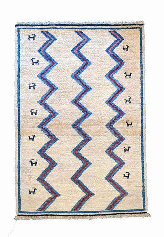 137 x 88 cm Persian Gabbeh Tribal Beige Rug - Rugoutlet