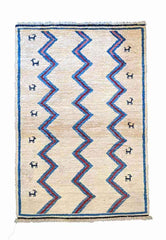 137 x 88 cm Persian Gabbeh Tribal Beige Rug - Rugmaster