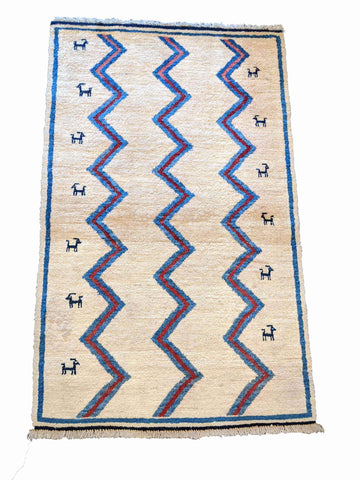 137 x 88 cm Persian Gabbeh Tribal Beige Rug - Rugoutlet