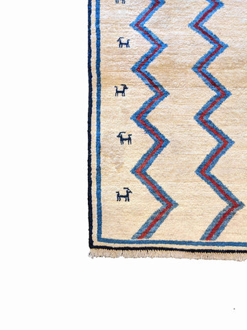 137 x 88 cm Persian Gabbeh Tribal Beige Rug - Rugoutlet