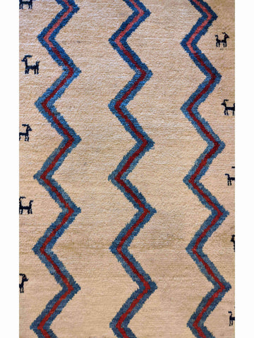 137 x 88 cm Persian Gabbeh Tribal Beige Rug - Rugoutlet