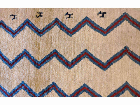 137 x 88 cm Persian Gabbeh Tribal Beige Rug - Rugoutlet