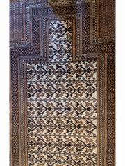 138 x 100 cm Fine Persian Baluch Prayer Traditional Brown Rug - Rugoutlet