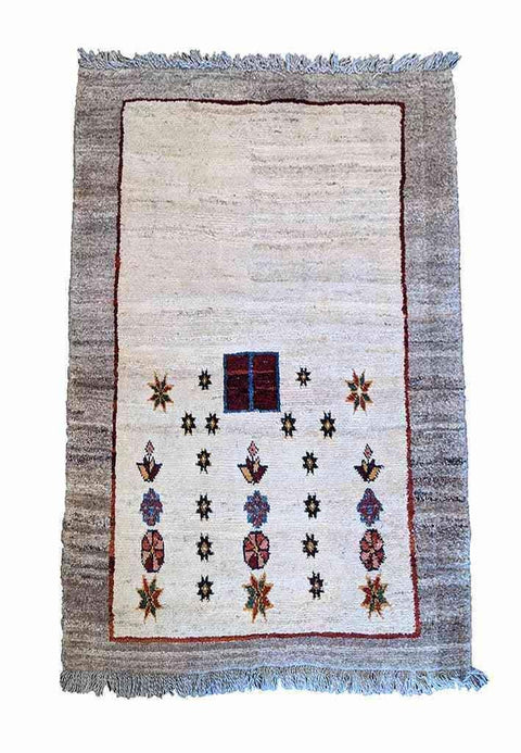 138 x 106 cm Persian Gabbeh Tribal White Rug - Rugoutlet