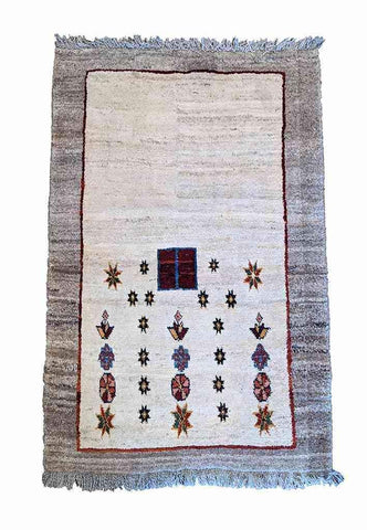 138 x 106 cm Persian Gabbeh Tribal White Rug - Rugoutlet