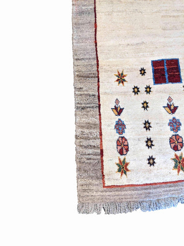 138 x 106 cm Persian Gabbeh Tribal White Rug - Rugoutlet