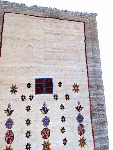 138 x 106 cm Persian Gabbeh Tribal White Rug - Rugoutlet