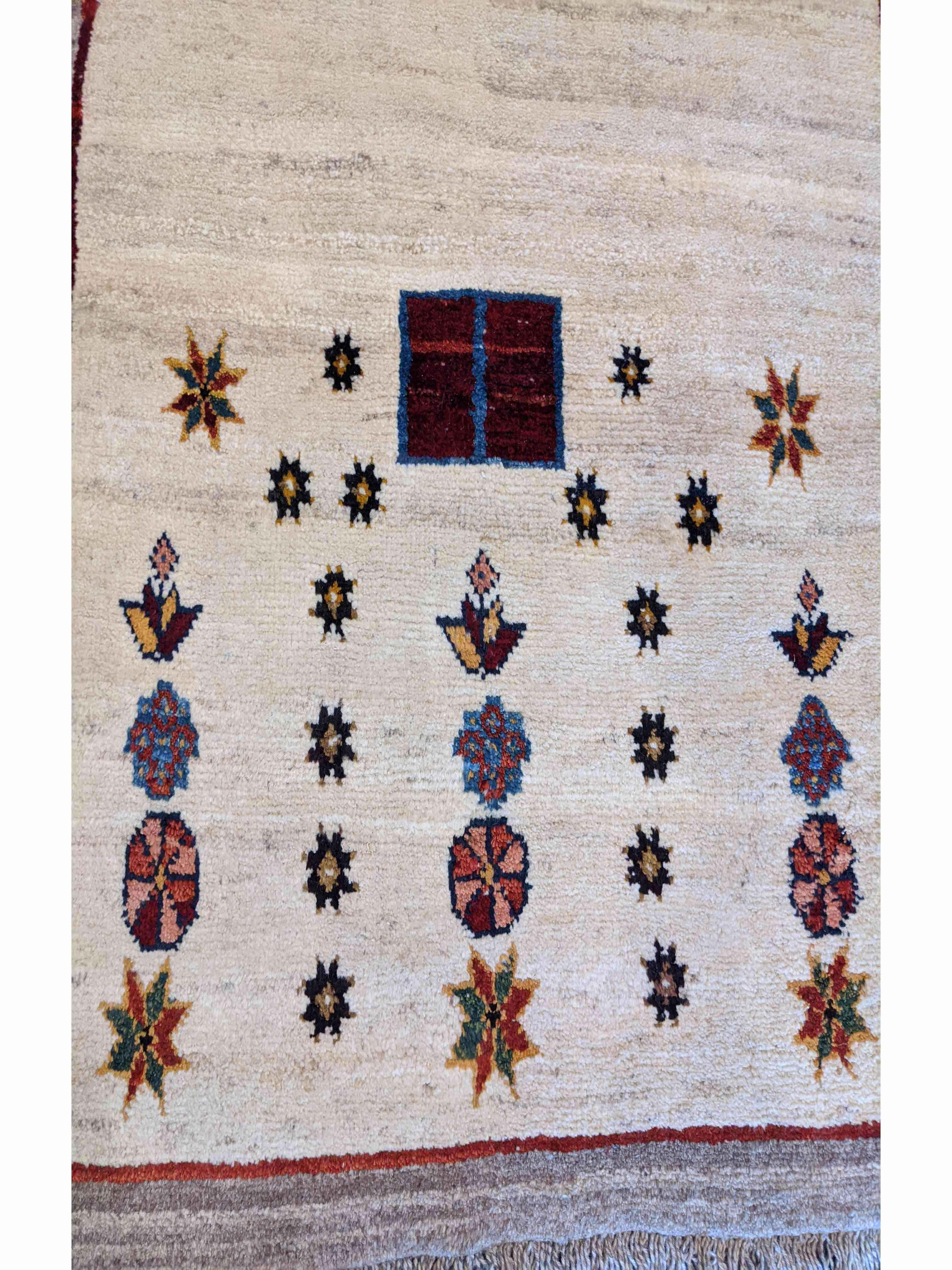 138 x 106 cm Persian Gabbeh Tribal White Rug - Rugmaster