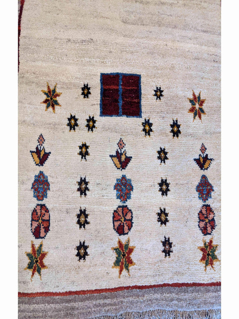 138 x 106 cm Persian Gabbeh Tribal White Rug - Rugoutlet