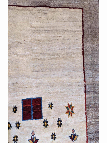 138 x 106 cm Persian Gabbeh Tribal White Rug - Rugoutlet