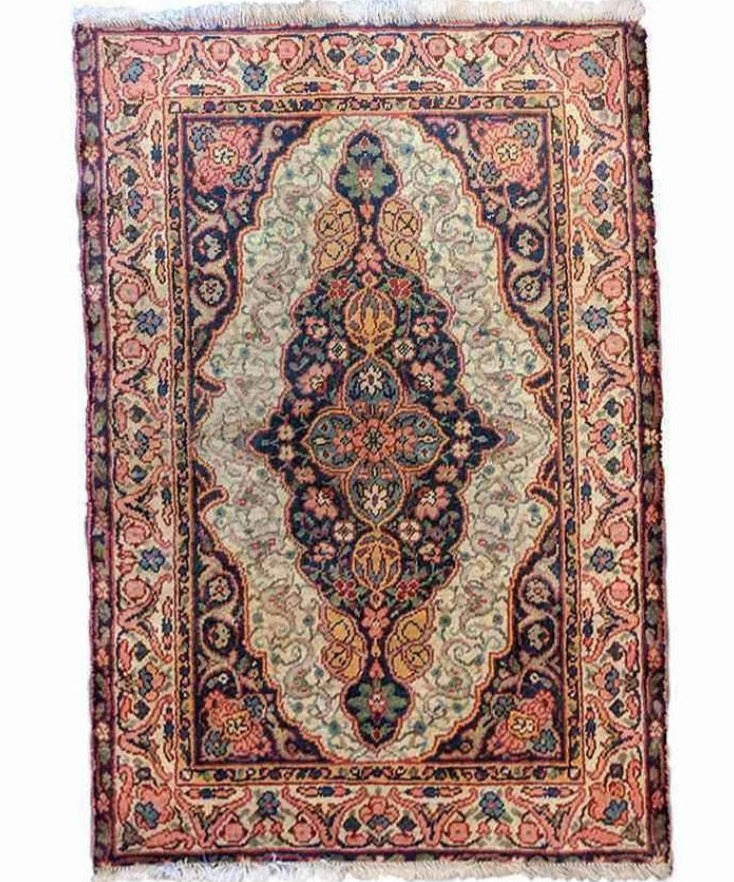 140 x 100 cm Old Turkish Traditional Pink Rug - Rugoutlet