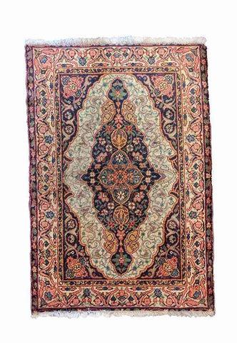140 x 100 cm Old Turkish Traditional Pink Rug - Rugoutlet