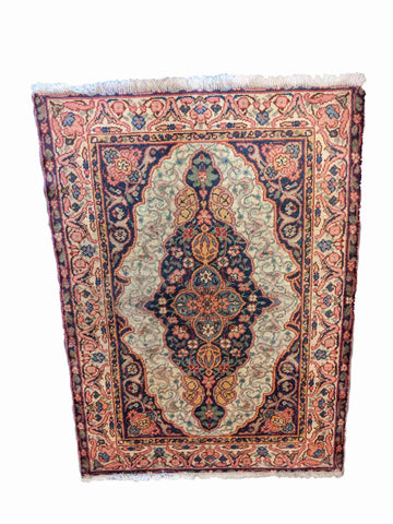 140 x 100 cm Old Turkish Traditional Pink Rug - Rugoutlet