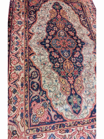 140 x 100 cm Old Turkish Traditional Pink Rug - Rugoutlet