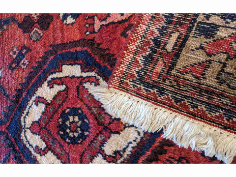 140 x 100 cm Persian Hamadan Traditional Red Rug - Rugoutlet